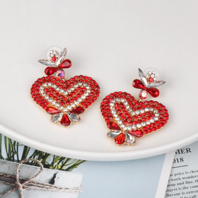 Korean Cute Drop Earrings Party Women Rhinestone Crystal Hanging Earrings