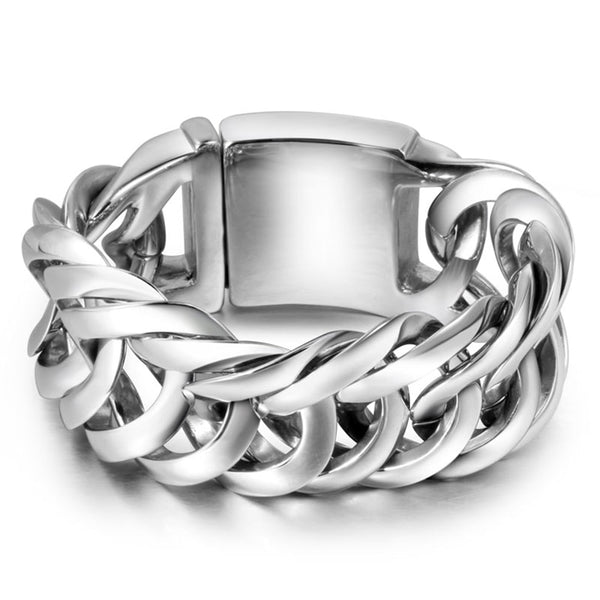 Pulseras de cadena de acero inoxidable de 33 mm con diseño de motociclistas de metal macizo para hombre.