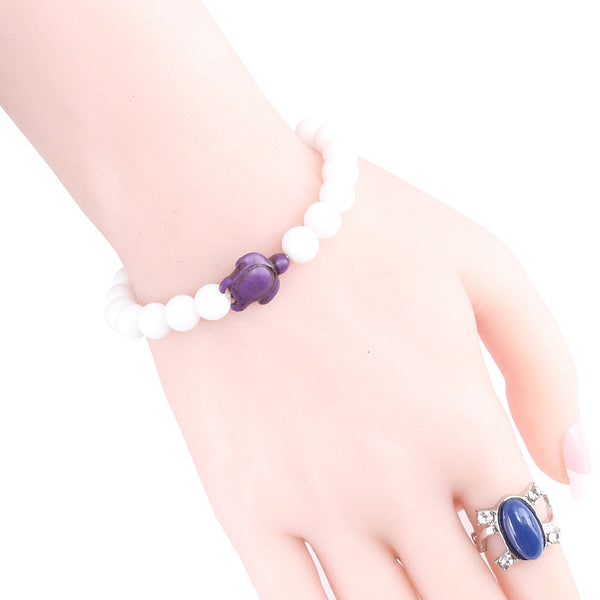 Pulsera de cuentas de tortuga rosa, roja y negra de moda