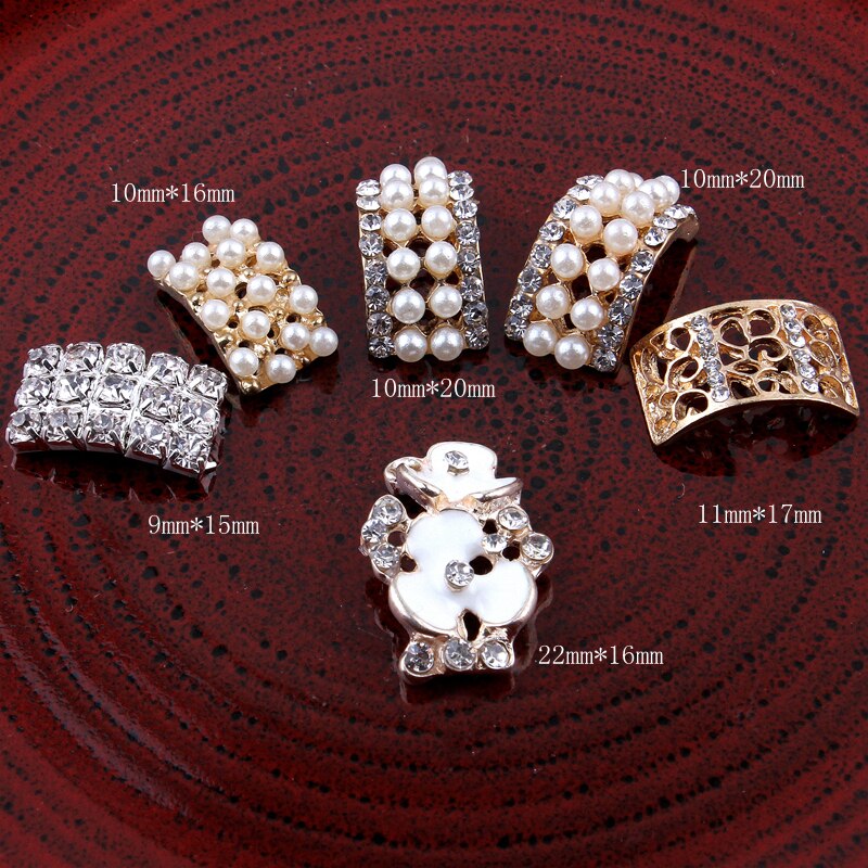 30PCS Handmade Vintage Metal Decorative Buttons Crystal Pearl Flower Center Rhinestone Buttons