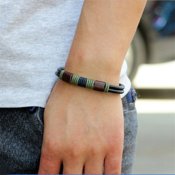 Pure Handmade Genuine Leather Bracelets Brand Fashion Punk Cuff Bracelets