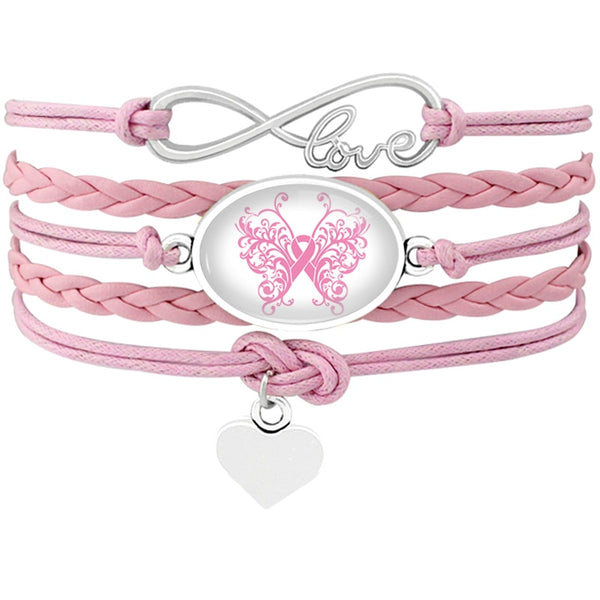 Love Faith Believe Hope Ribbon Pray  Leather Wrap Bracelets for Women