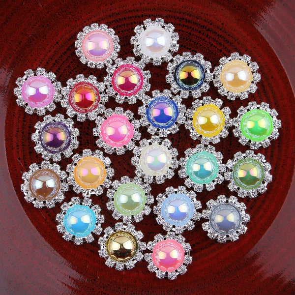 (200 UNIDS/LOTE) Botón de Metal con Parte Posterior Plana y Redondo de Media Perla de 20 MM y 23 Colores