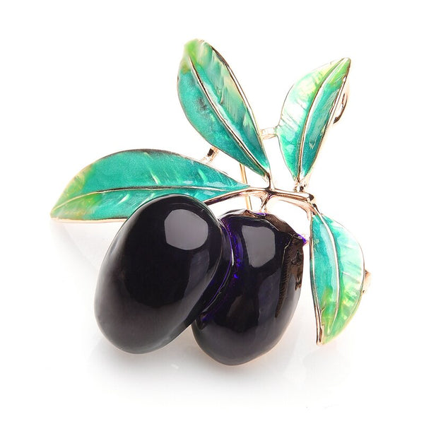 Purple Olives Enamel Brooches Women Men Alloy  Plants  Banquet Party Brooch