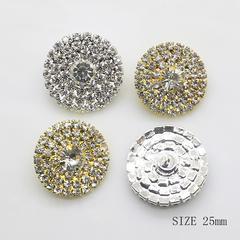 New 5pcs/lot 25mm Rhinestone Buttons Shank Decoration