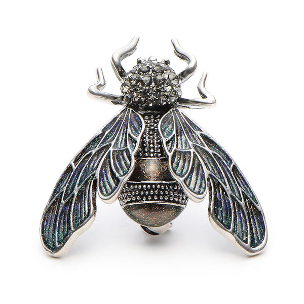 Rhinestone Alloy Gold Color Cicada Brooches For Women And Men Crystal Enamel Brooch