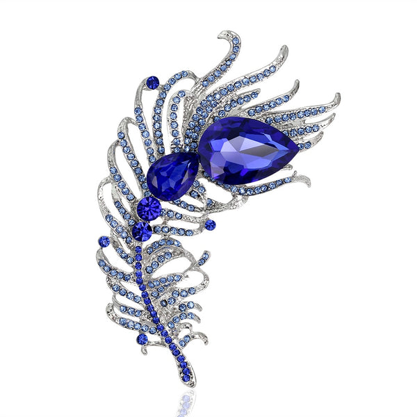 Big Crystal Feather Style Brooches for Women