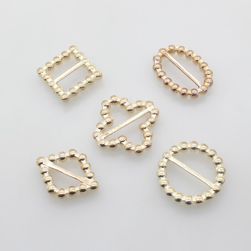 Metal Buckles Sale Price 10pcs/lot Mix Size Gold Buckles Metal for Shoes Ribbon Accessories