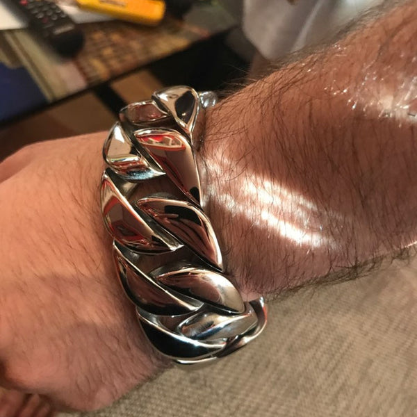 Heavy Metal Powerful 31MM Wide Thick Curb Chain Man Bracelet Men