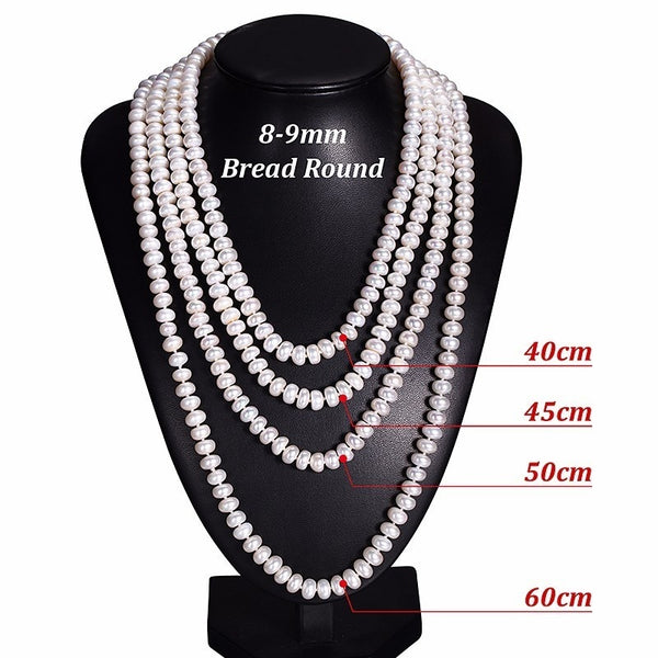 Collar de mujer con perlas naturales de agua dulce blancas auténticas