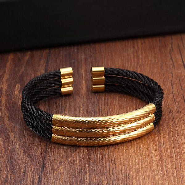Pulseras de acero inoxidable con dijes únicos de 3 capas
