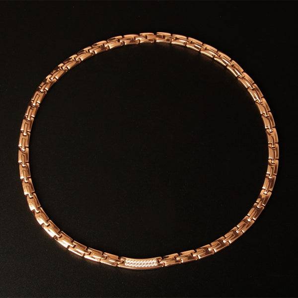 Collar de cadena de acero inoxidable color oro rosa de 6 mm de ancho