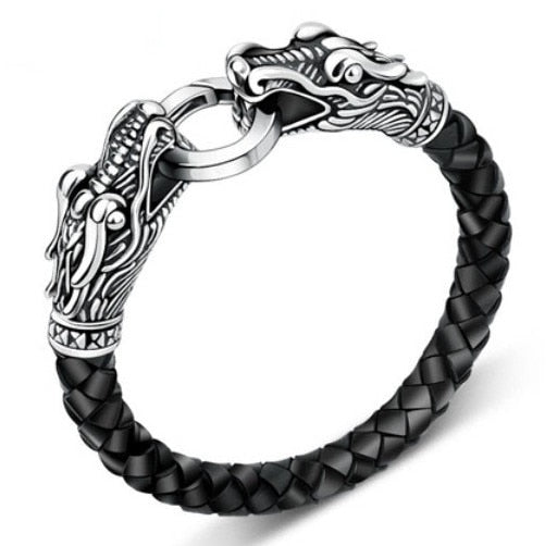 Pulsera vintage de cuero tibetano para hombre