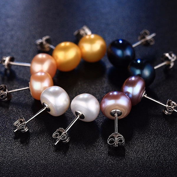 Pendientes de perla blanca de agua dulce 100% genuina