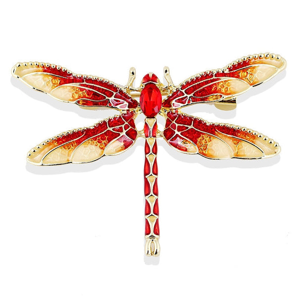 Broche de libélula vintage de cristal de moda, broches de insectos grandes para mujer