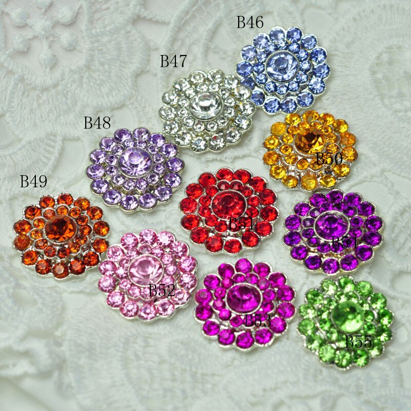 120PC 20mm Handmade Vintage Metal Decorative Buttons Crystal Pearl Flower Center Button