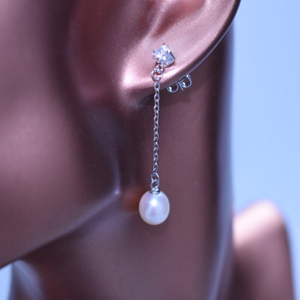 Fashion Pearl Earrings Natural Freshwater Pearl 925 Sterling Silver Jewelry For Woman
