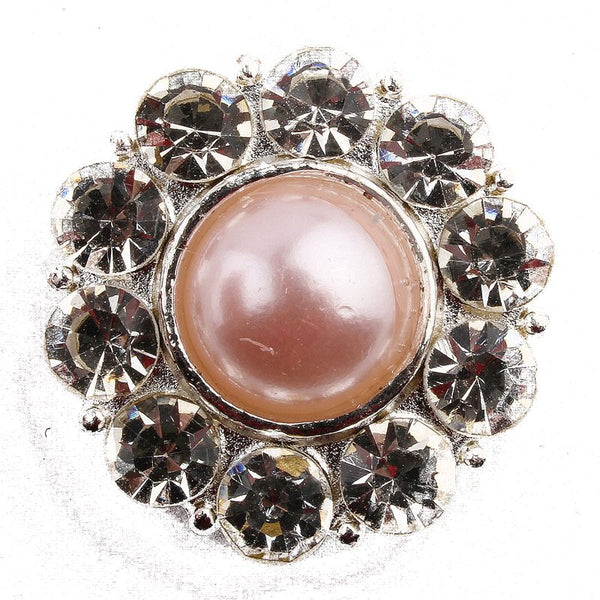 10 botones redondos de cristal plateado de 22 mm para recién nacidos con diamantes de imitación.