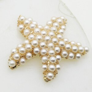 NEW 5pcs/lot 32mm Starfish Pearl Rhinestone Metal Flatback DIY Accessories