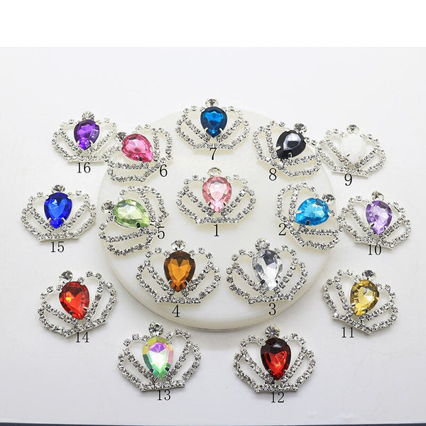 Juego de 10 botones de diamantes de imitación de corona imperial de 28 mm x 36 mm