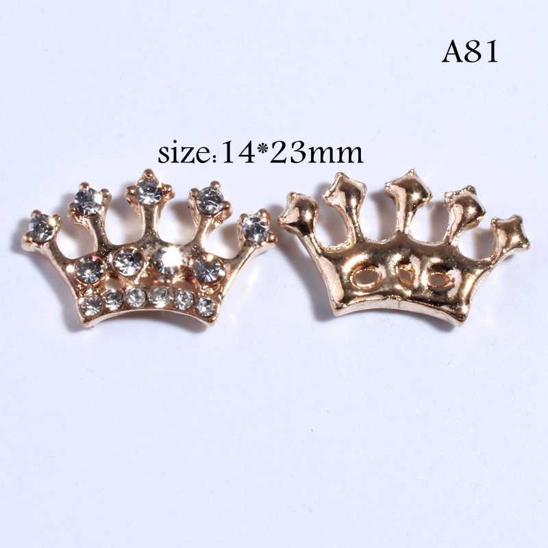 10Pcs 14*23MM Fashion Chic Silver Crystal Crown Buttons