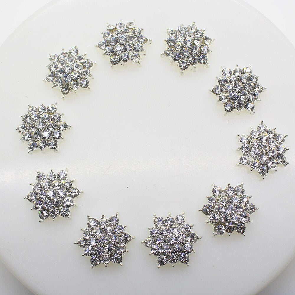 10Pcs/lot 17mm  Hexagonal metal rhinestones diamond button  pearl button