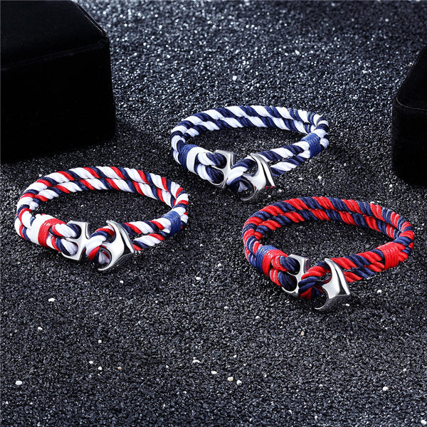 High Quality Anchor Bracelets Men Charm Nautical Survival Rope Chain Paracord Bracelet