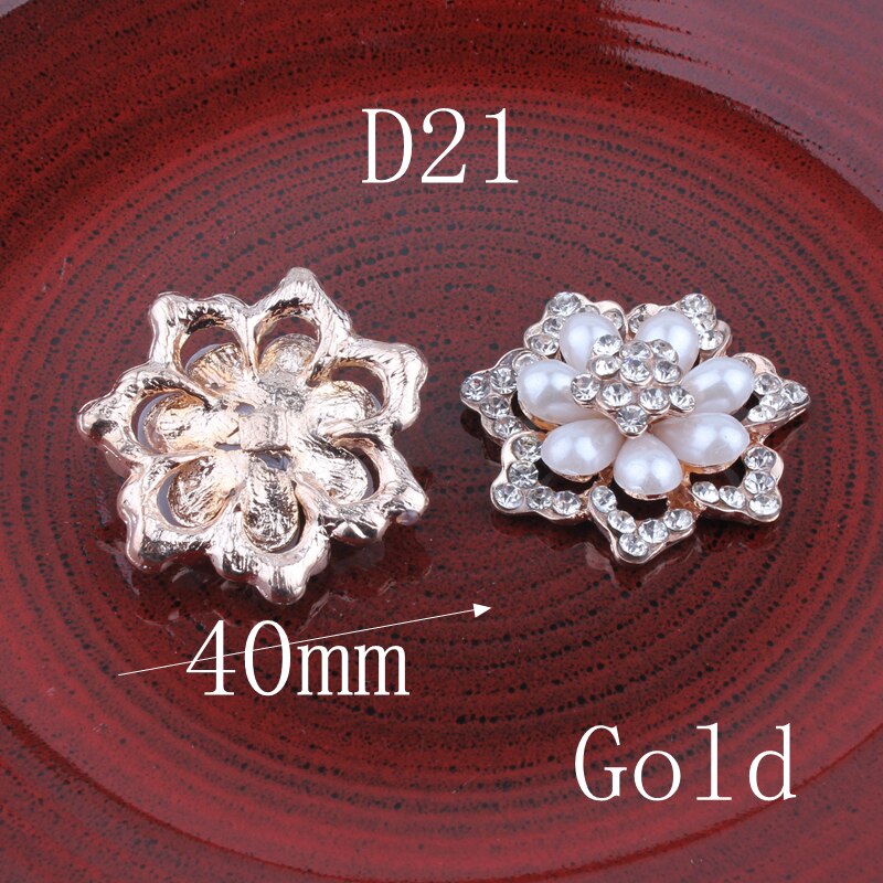 120PCS Handmade Vintage Metal Decorative Buttons Crystal Pearl Flower Center Alloy Rhinestone Buttons