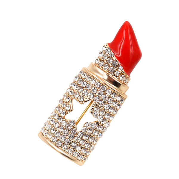 Rhinestone Lipstick Brooches for Women