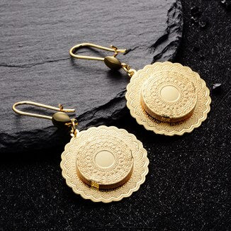 Classic Round Earrings Ethiopian Women/Girls Gold Color Jewelry