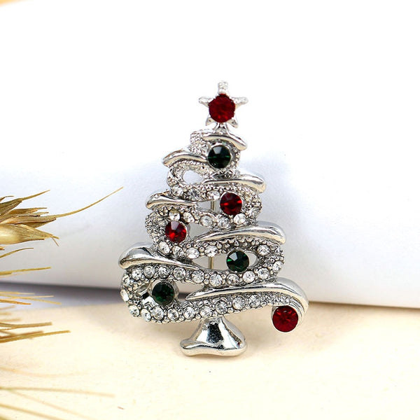 Fashion Rhinestone Christmas Tree Brooches for Women
