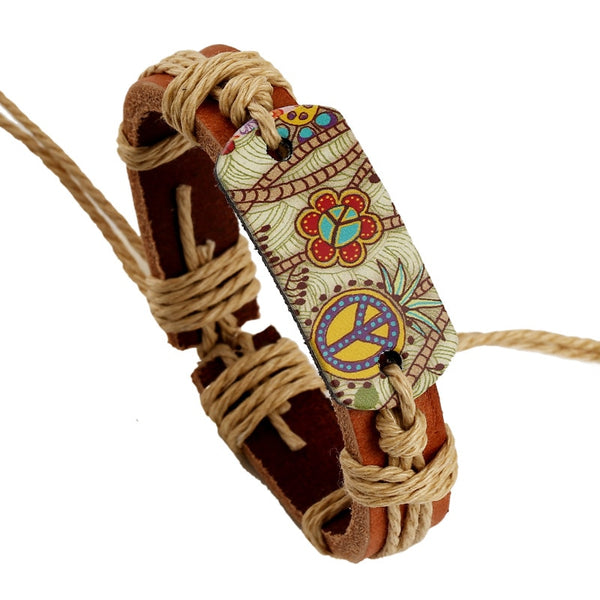 Fashion Bracelets for Women Hippie Retro Leather Adjustable Bracelet