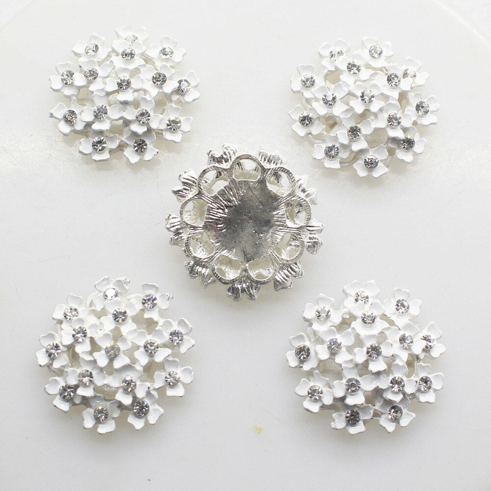 10pcs/LOT 25MM Alloy Button Two Color Special shiny Rhinestone diamond button