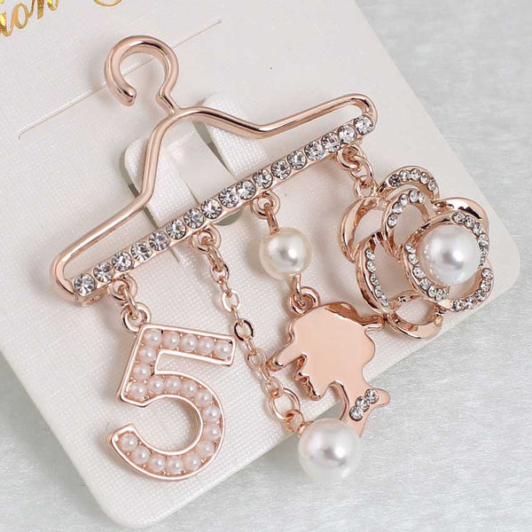 Fashion Brooch Pin Generous Pearl letter Brooch Pin