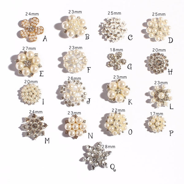 Lote de 10 botones de metal con diamantes de imitación, accesorios de joyería de aleación transparente, cuentas planas de cristal de colores mezclados para accesorios para el cabello.