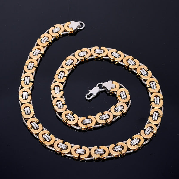 Gargantilla de cadena de acero inoxidable chapada en oro para hombre