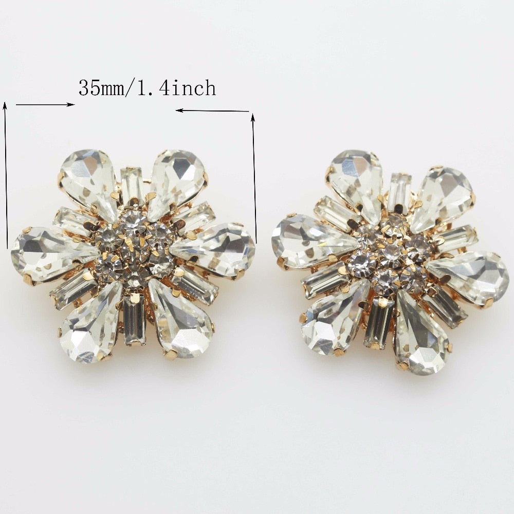 Fashion 2pcs/Lot 35mm Full Rhinestones Flower Buttons Decor accessories