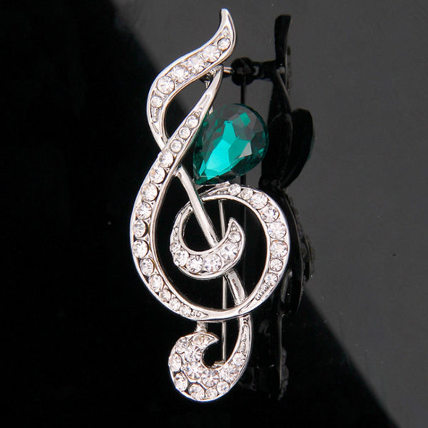 Crystal Jewelry Music Symbol Brooch Clothing Pins and Brooches Men Women