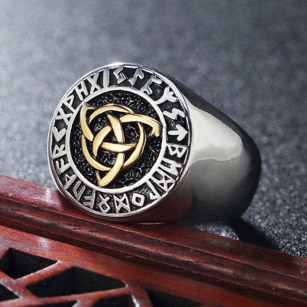 Anillo vintage con nudo vikingo celta para hombre, anillos de runas nórdicas Trinity