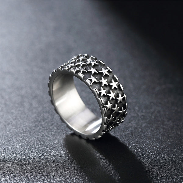 Anillo de estrella de acero inoxidable 316L, estilo punk, hip hop, sencillo, para hombres y mujeres.