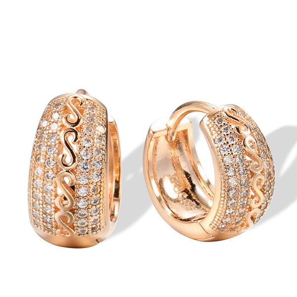 Nuevos pendientes de aro de oro rosa 585 para mujer