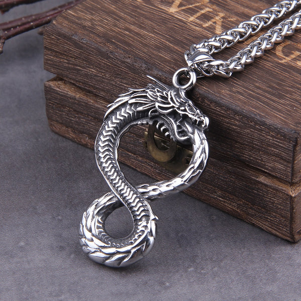 Collar con colgante Ouroboros autodevorador ilimitado de serpiente dragón nórdica que nunca se desvanece