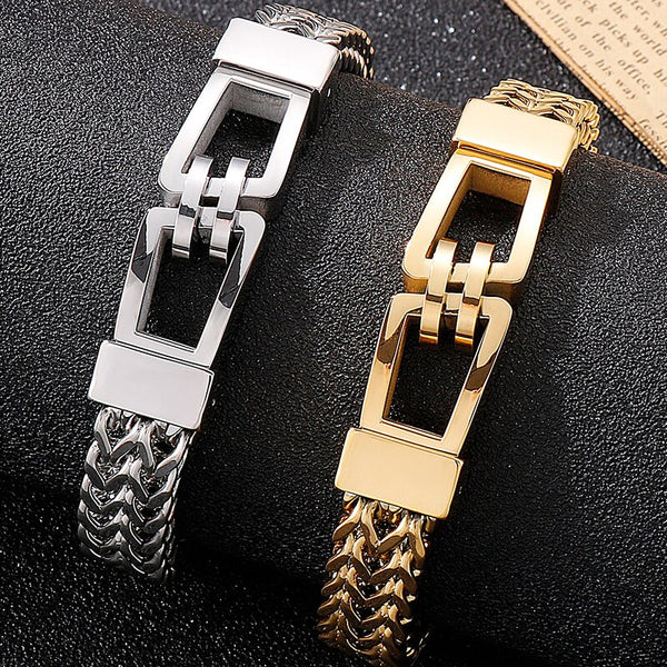 Increíble pulsera de cadena de eslabones de acero inoxidable 316L de 12 mm de ancho para hombre