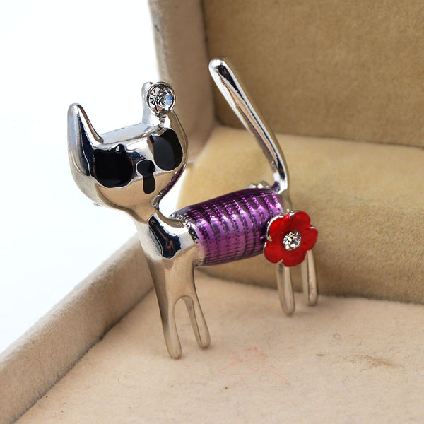 New Arrival Cute Enamel Paint Cat Brooch For Women And Men