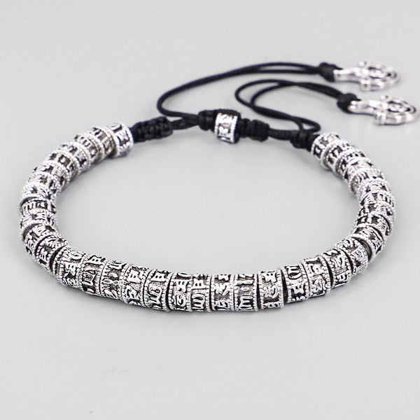 Pulsera de algodón con mantra de seis palabras del budismo tibetano