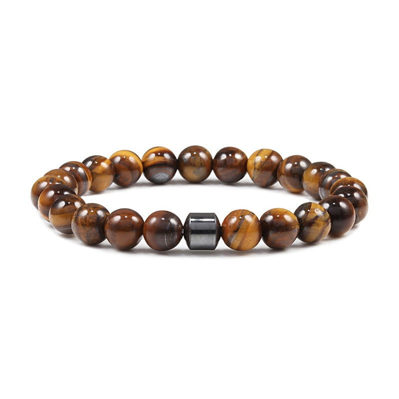 Tiger Eye Beaded Bracelets Bangles Men Braided Rope Healing Balance