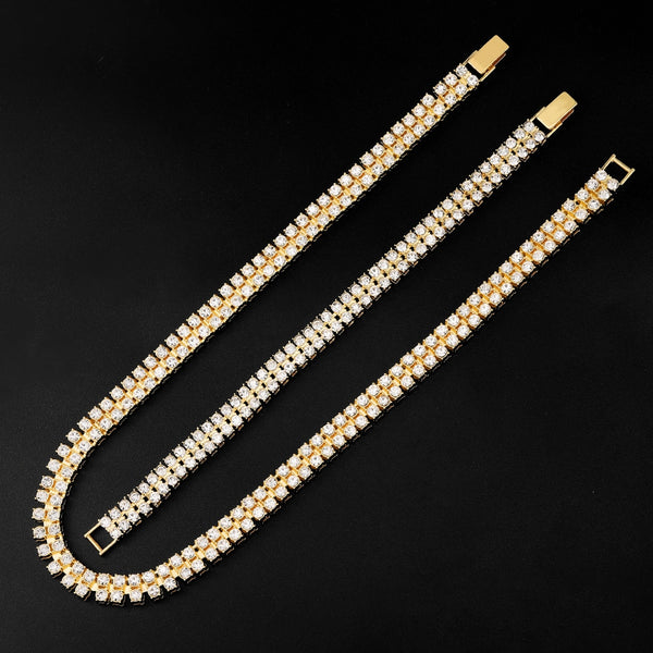 4mm 2 Row Shiny Tennis Chain Necklace Men Hip Hop Iced Out Bling CZ Necklace