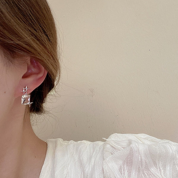 Pendientes cuadrados transparentes con diseño de estrellas de moda para mujer