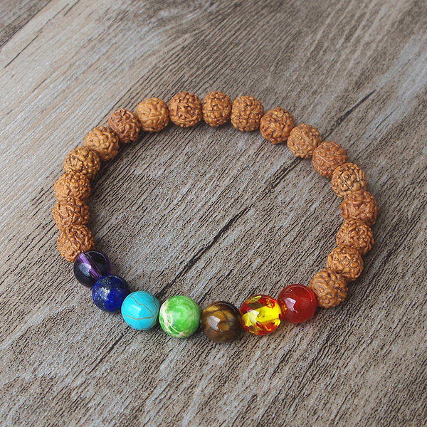 Pulsera de energía de piedra natural de 7 chakras con abalorios, joyería de yoga de moda, cuerda elástica con cuentas