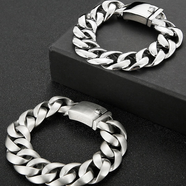 Pulsera de eslabones de titanio de acero inoxidable de 20 mm para hombre y niño.